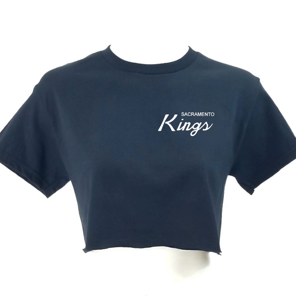 SACRAMENTO KINGS Double Script Retro Logo "Cropped" Crop Top Basketball Tee